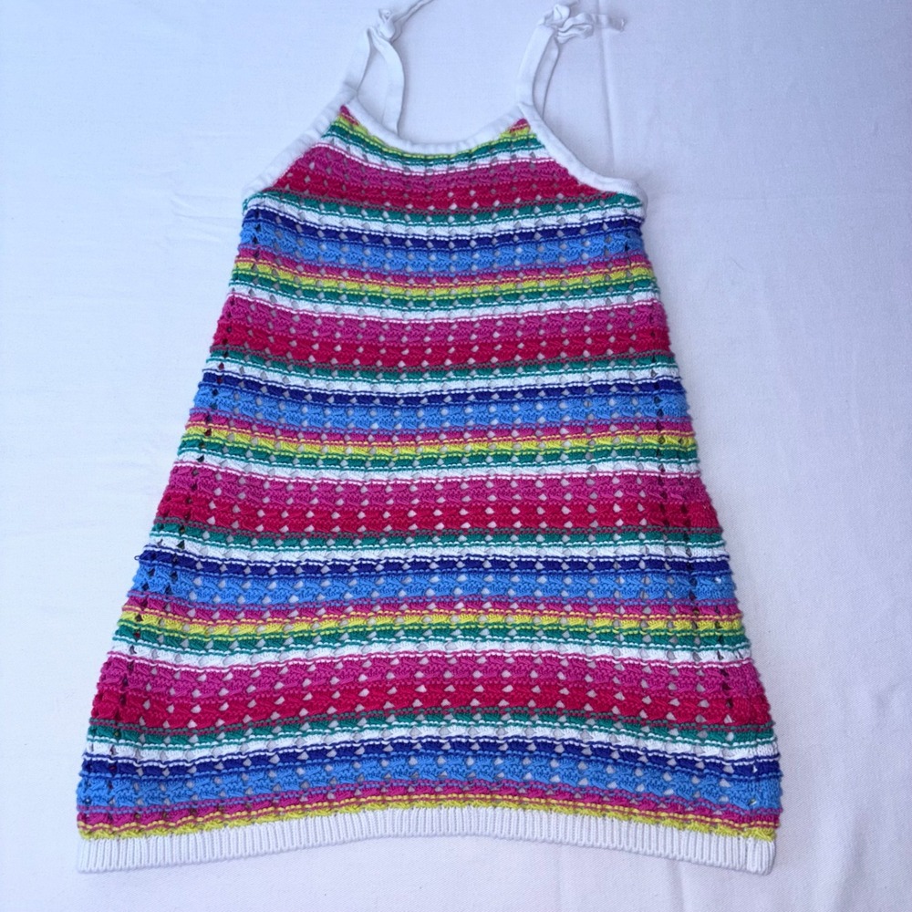 Gap Kids Girls Rainbow Crochet Knit Tank Dress Size Small